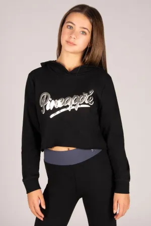 Raw Edge Logo Crop Hoodie