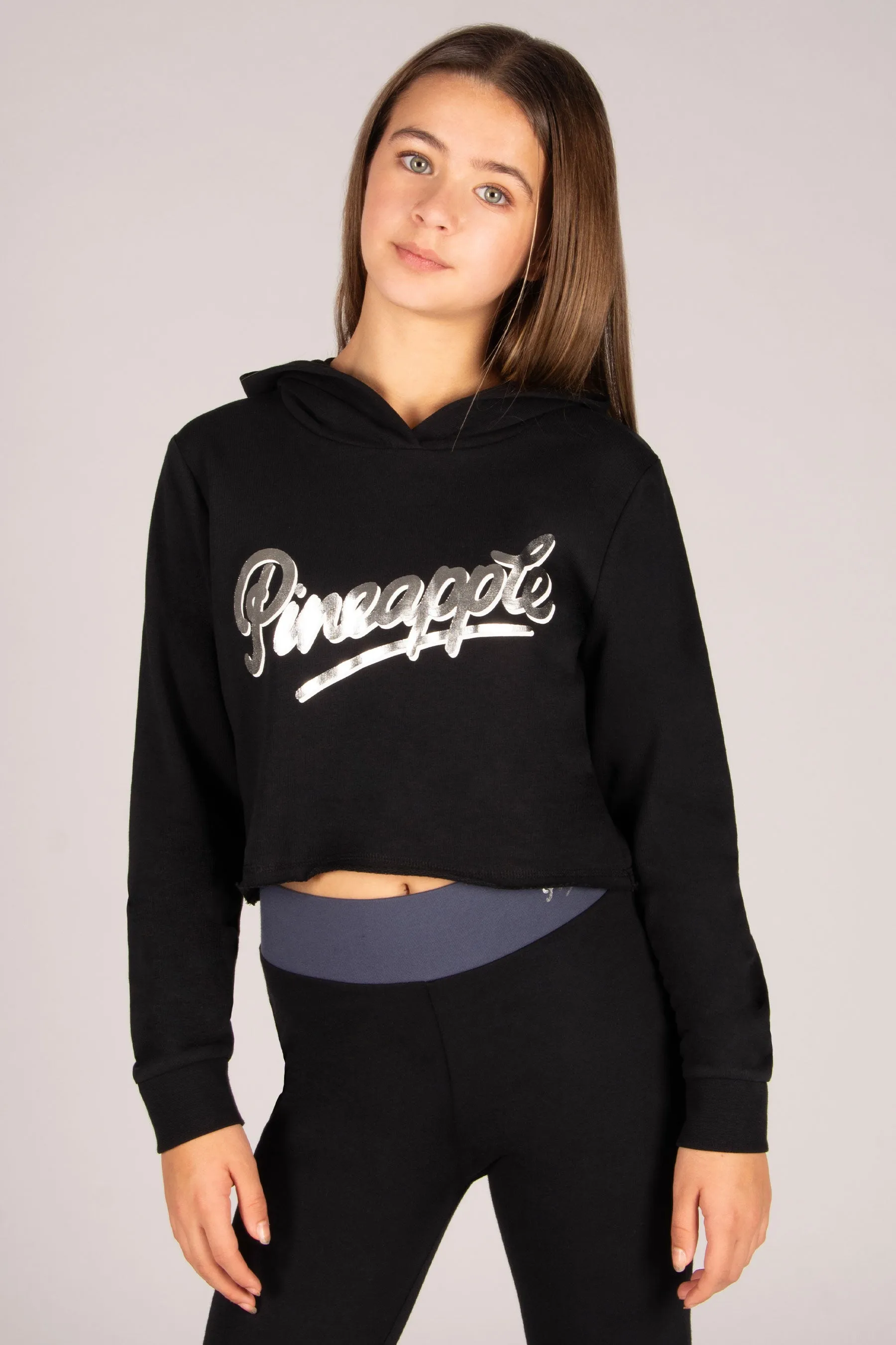 Raw Edge Logo Crop Hoodie