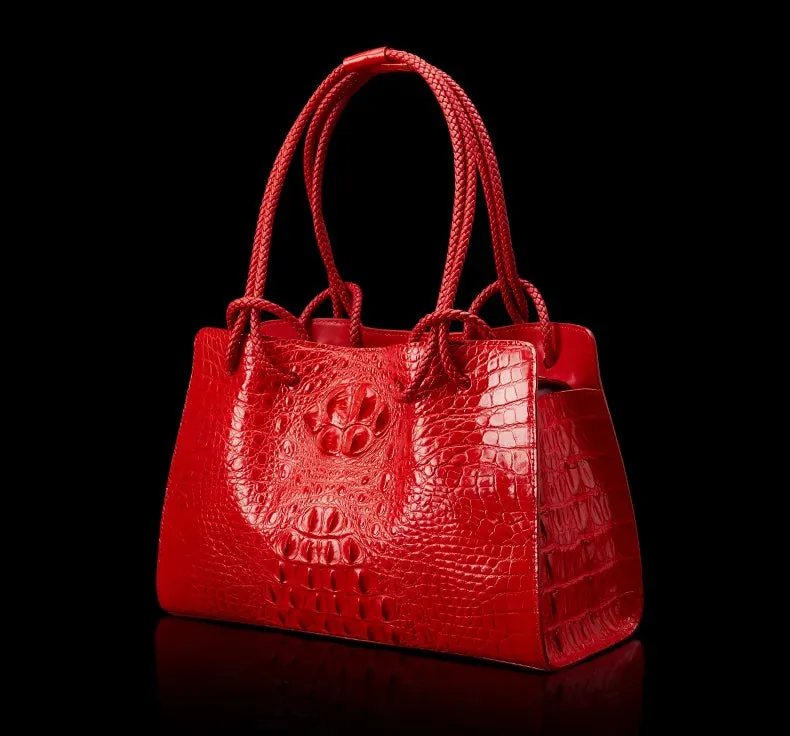 Red Crocodile Genuine Leather Handbags
