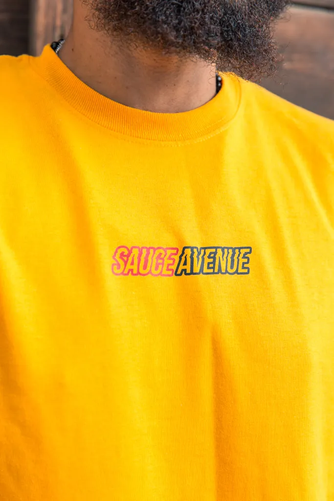 Red/Black SA | Mustard Long Sleeve Tee (Outline Red/Black Sleeves)