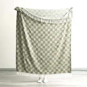 Renee Taylor Nevis Checkered Stone Washed Yarn-Dyed Throw 130 x 170 cms Jade