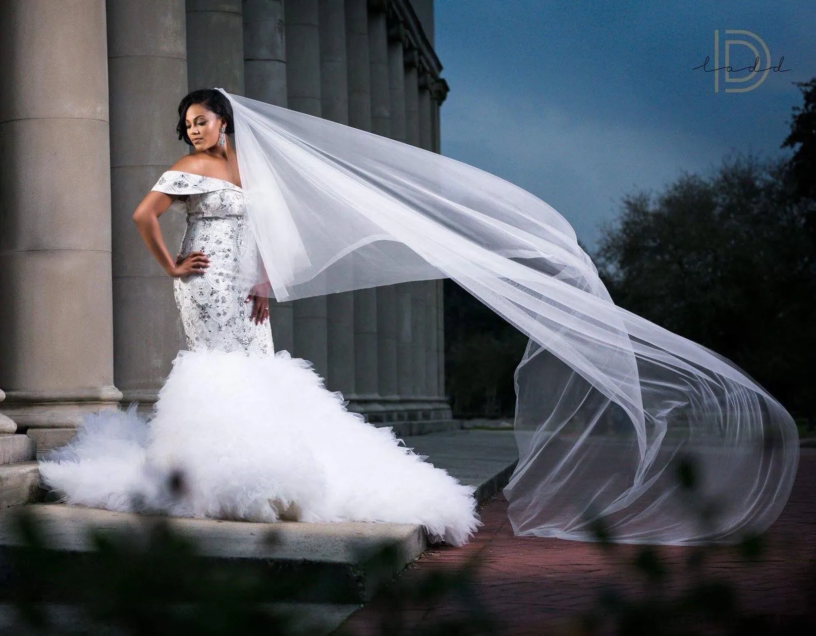 Rhinestones Embellished Mermaid Wedding Dress (#Breshawn)