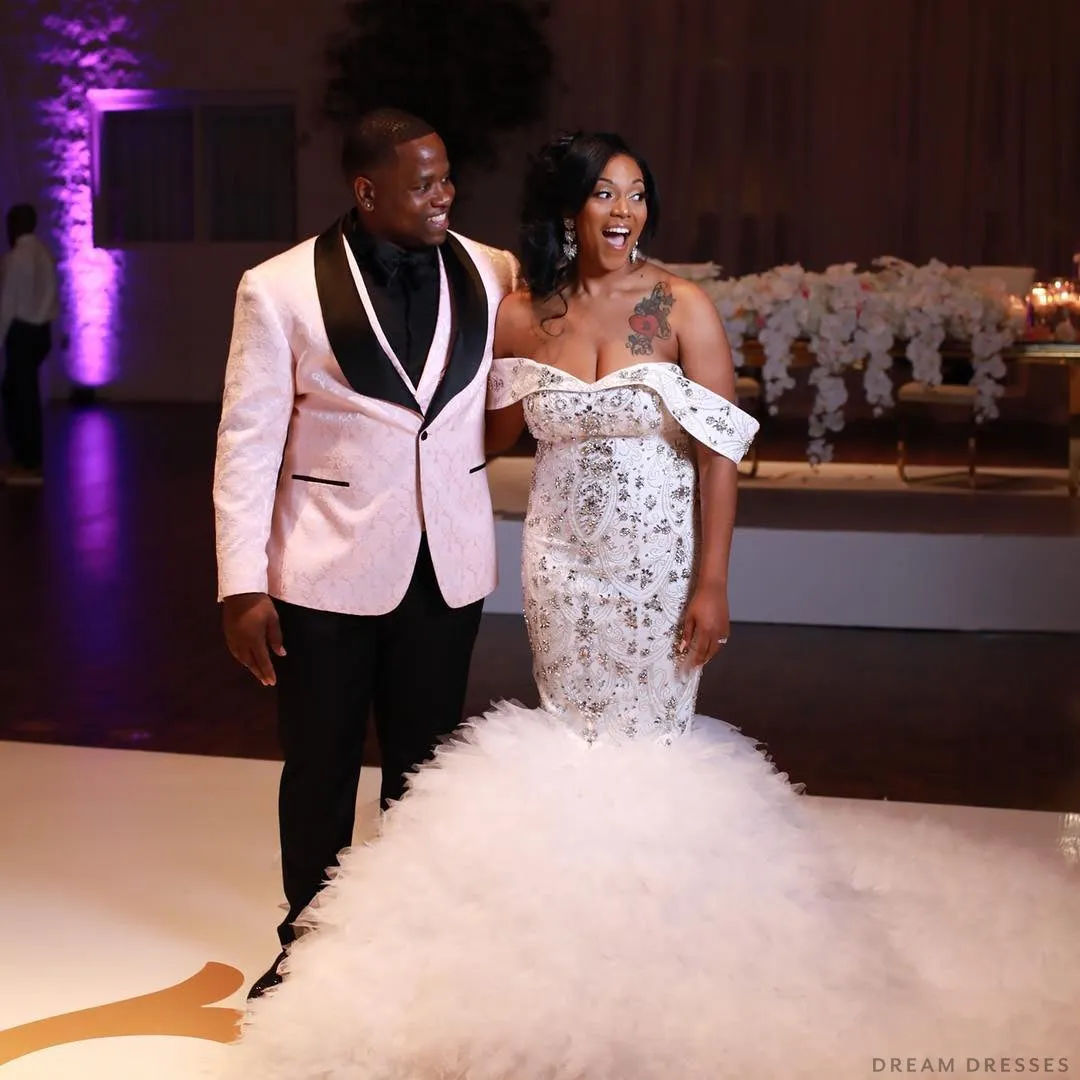 Rhinestones Embellished Mermaid Wedding Dress (#Breshawn)
