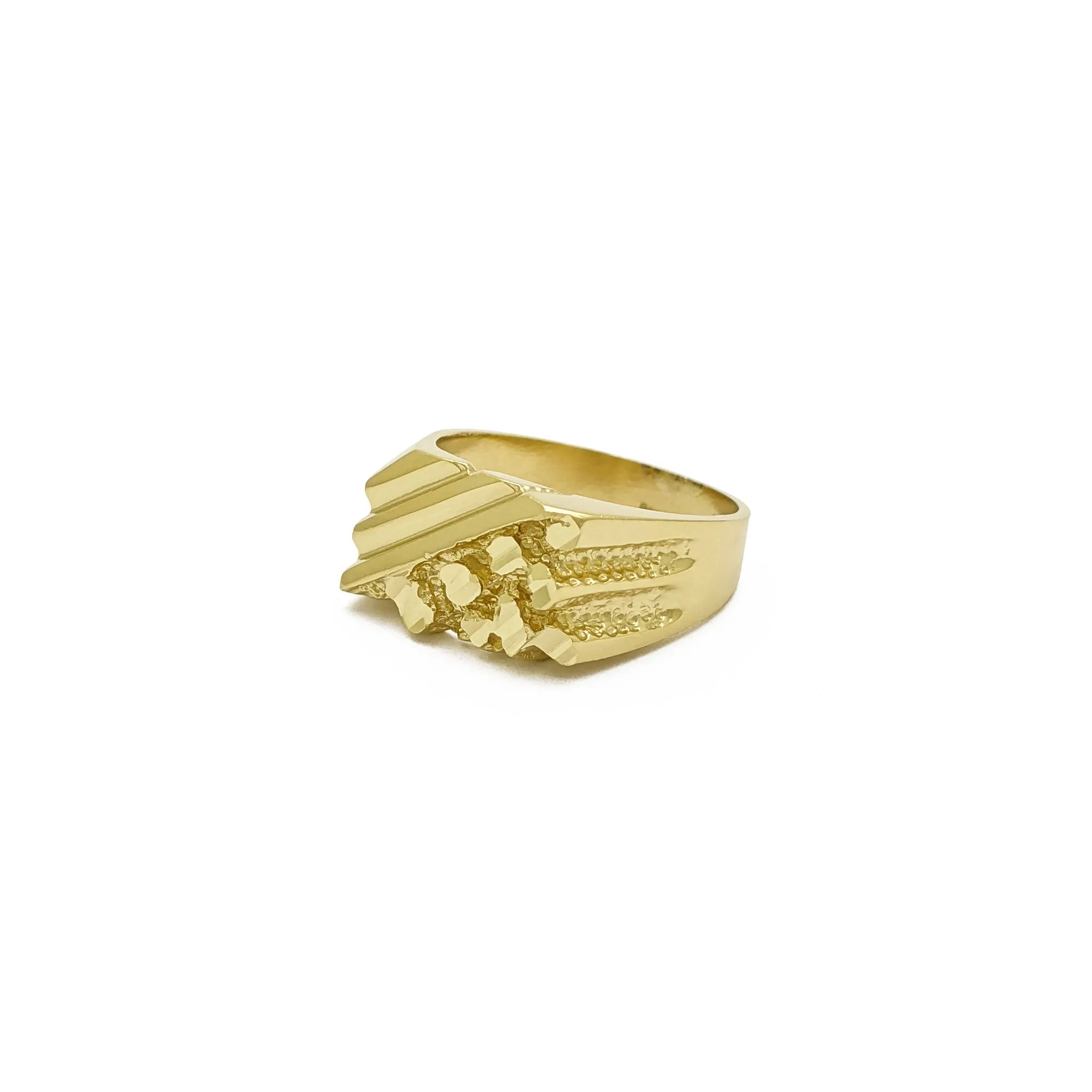 Ridged Nugget Signet Ring (14K)