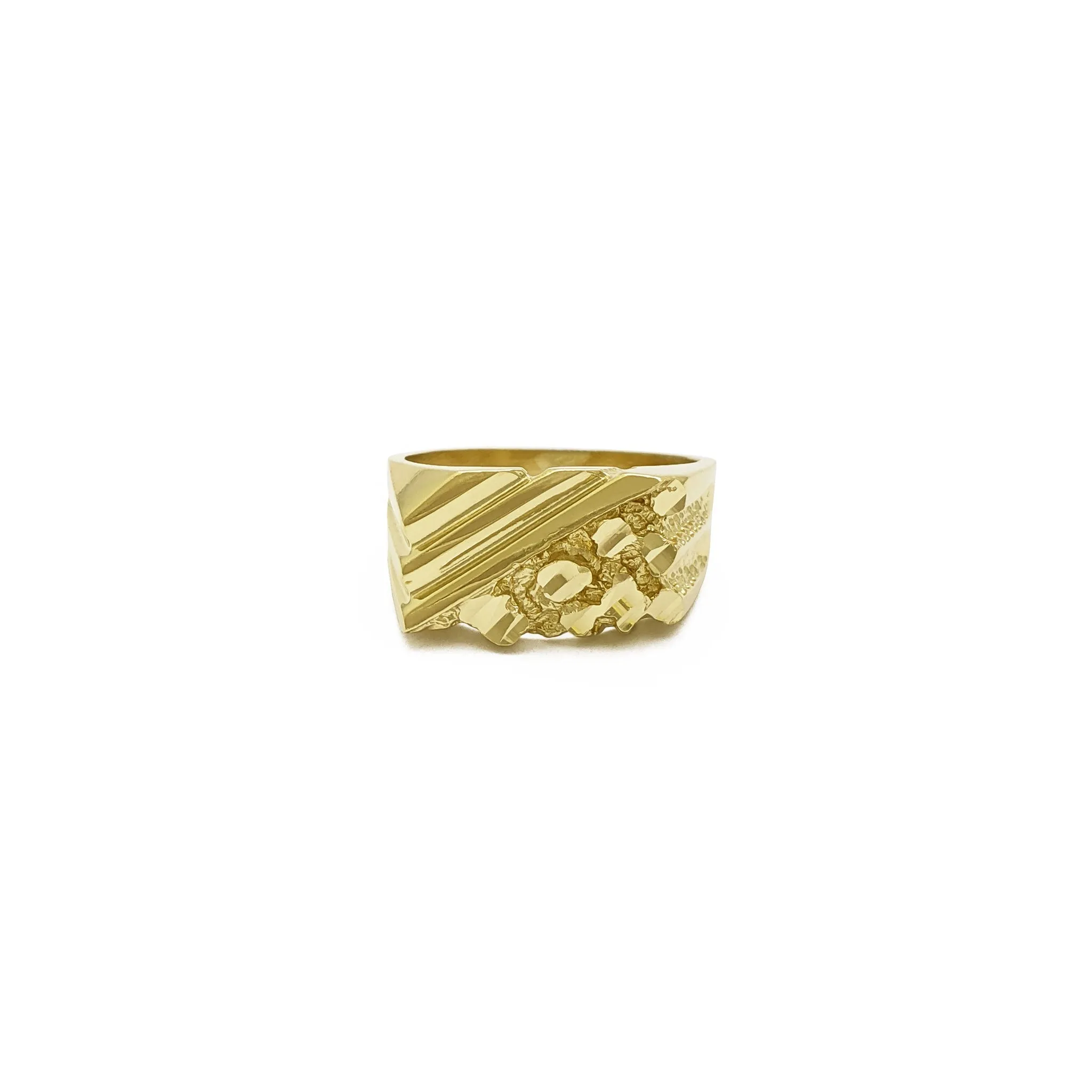 Ridged Nugget Signet Ring (14K)
