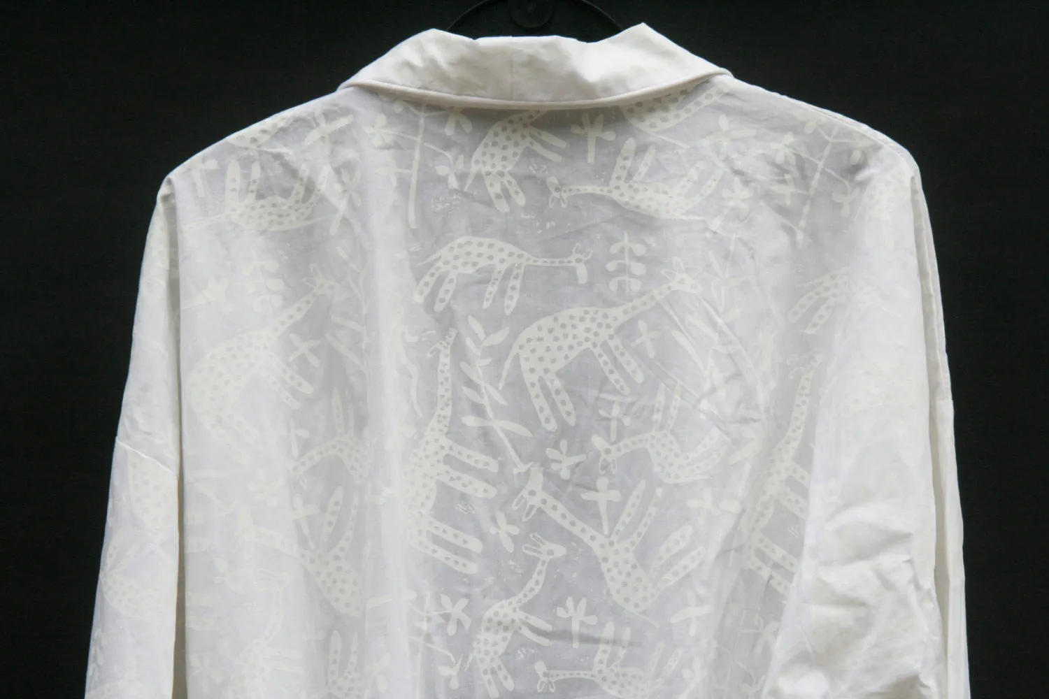 Robe Woman's White Cotton Giraffe Print Handmade African Design