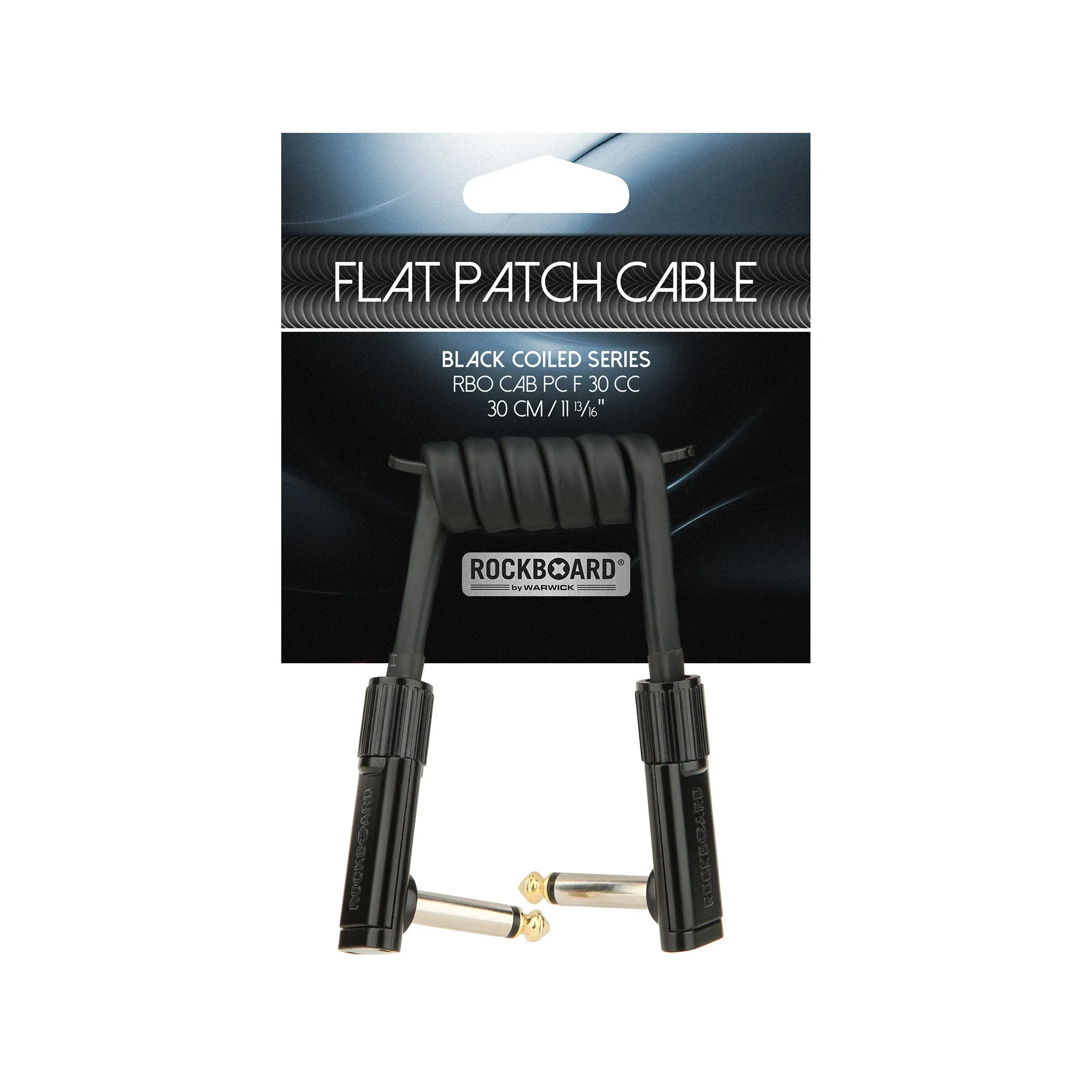 RockBoard by Warwick Coiled Series Flat Patch Cable, Black, 30cm/11.81inch