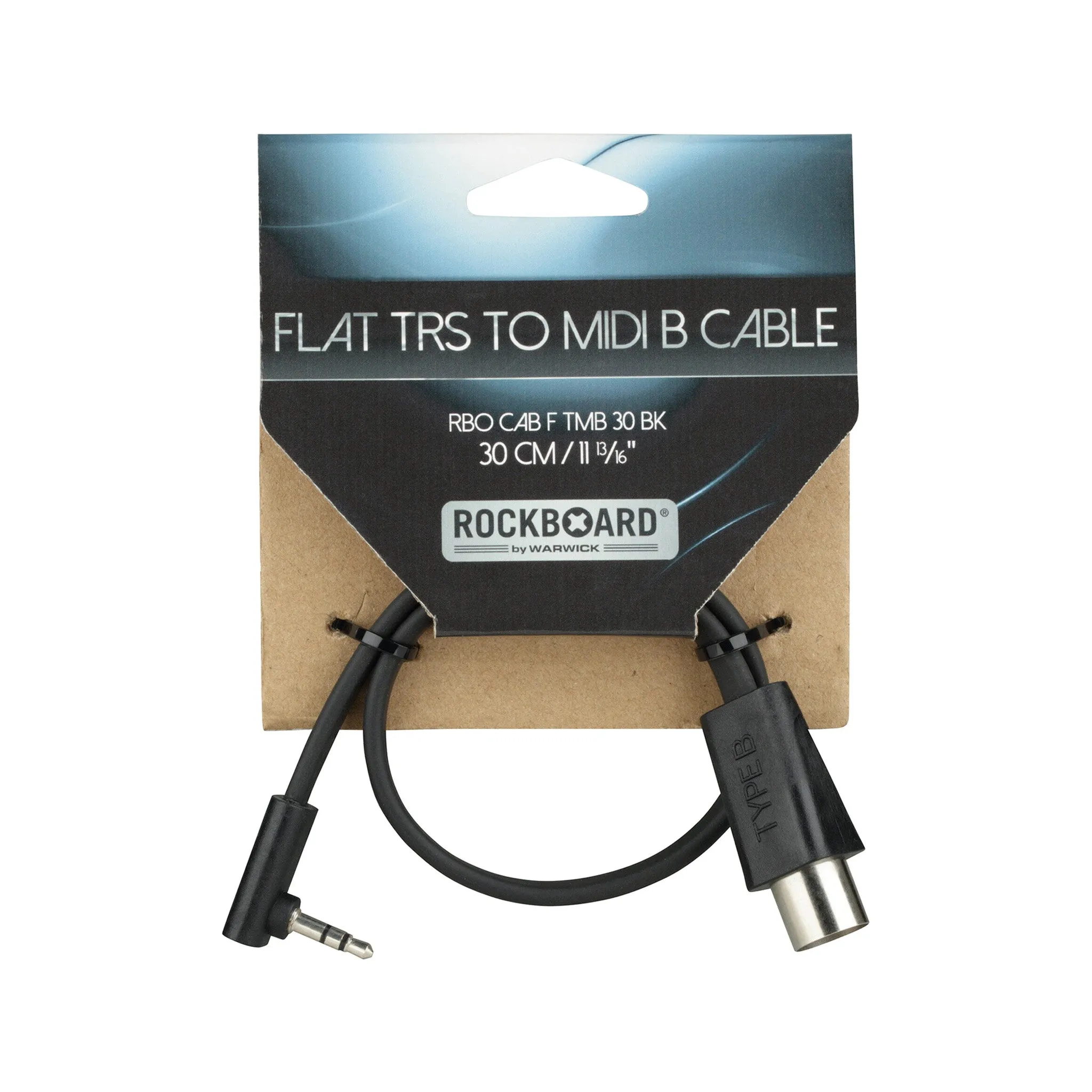 Rockboard by Warwick Flat TRS to MIDI Cable, Type B, 30 cm / 11 13/16 Inch, Black