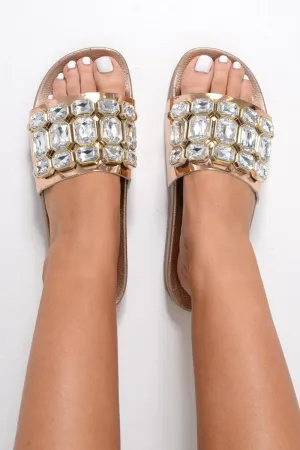 Rose Gold Embellished Sliders - Harmani