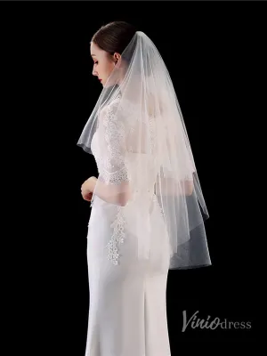 Roycebridal Simple 2 Tier Tulle Bridal Veil Viniodress TS1904
