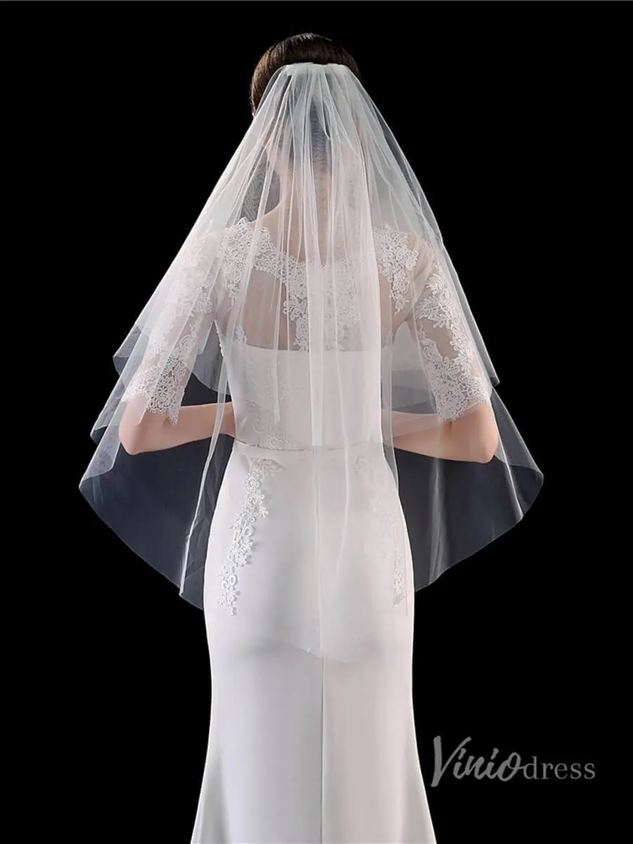 Roycebridal Simple 2 Tier Tulle Bridal Veil Viniodress TS1904