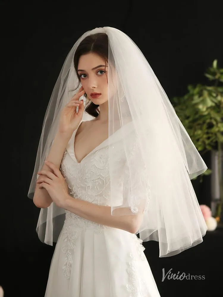 Roycebridal Simple Tulle Bridal Blusher Veils Viniodress AC1301