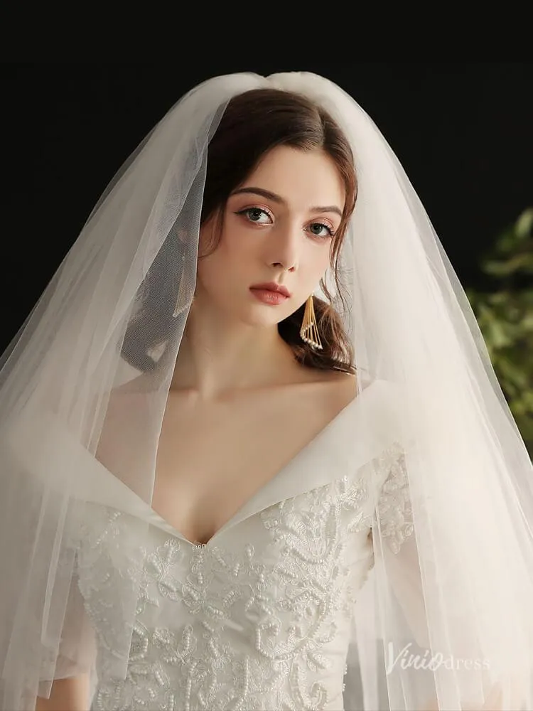 Roycebridal Simple Tulle Bridal Blusher Veils Viniodress AC1301