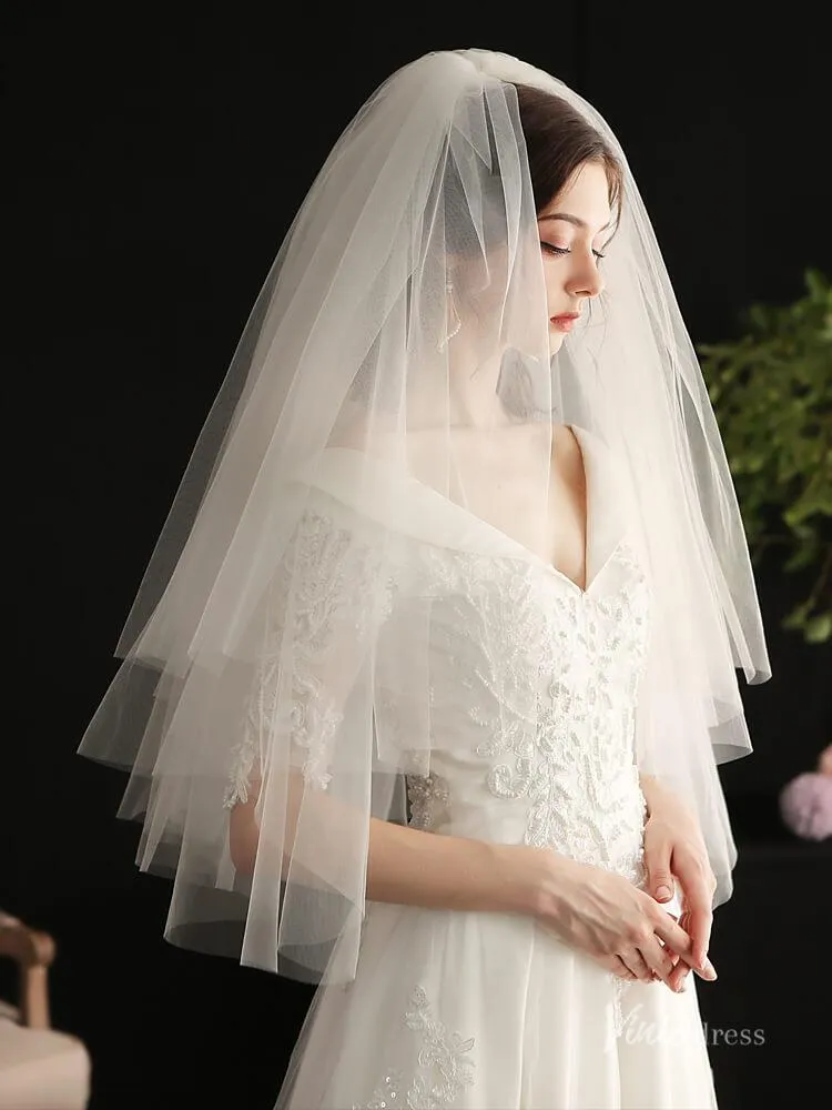 Roycebridal Simple Tulle Bridal Blusher Veils Viniodress AC1301