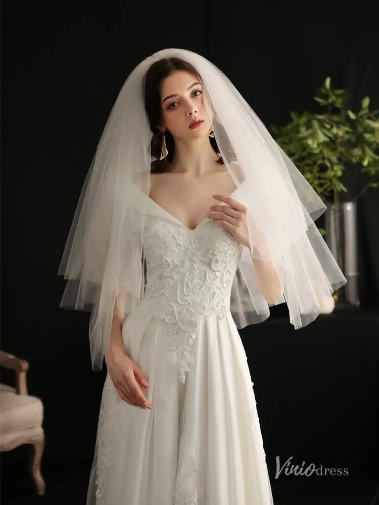 Roycebridal Simple Tulle Bridal Blusher Veils Viniodress AC1301