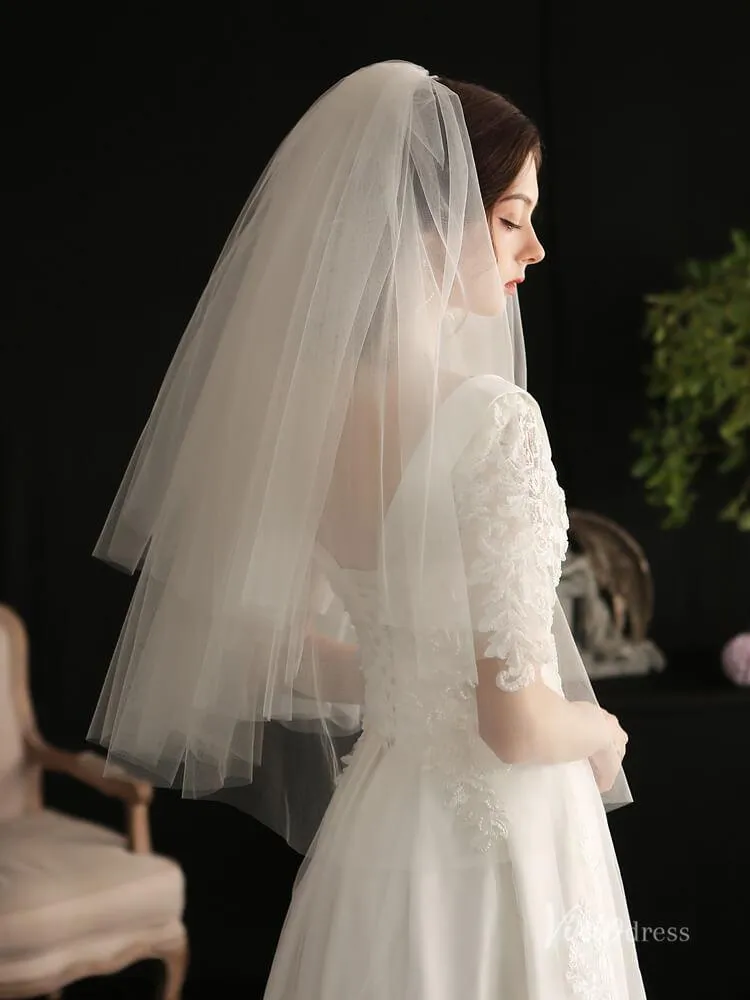 Roycebridal Simple Tulle Bridal Blusher Veils Viniodress AC1301