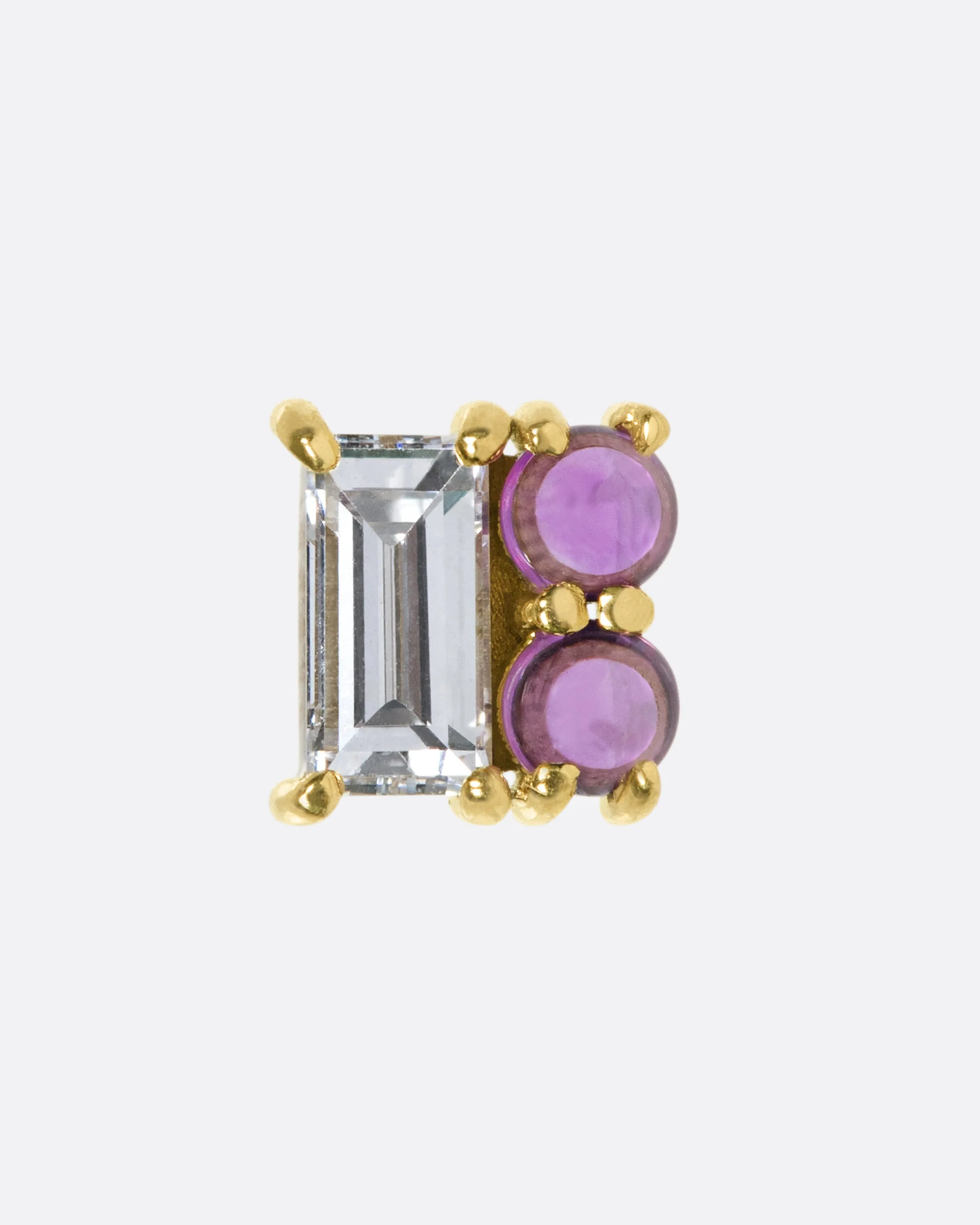 Ruby Square Cluster Threadless Earring
