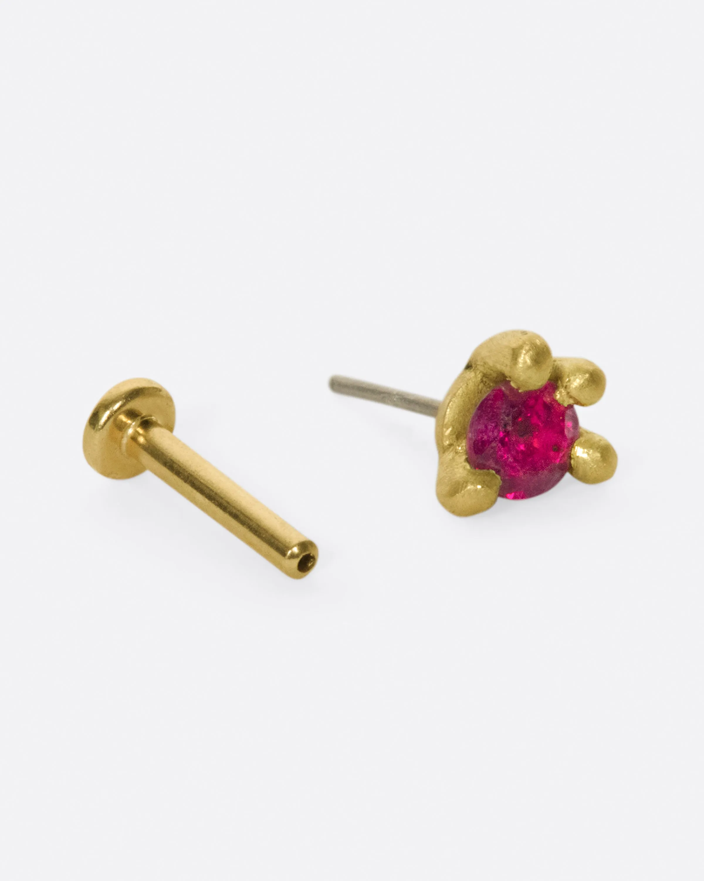 Ruby Teardrop Threadless Earring