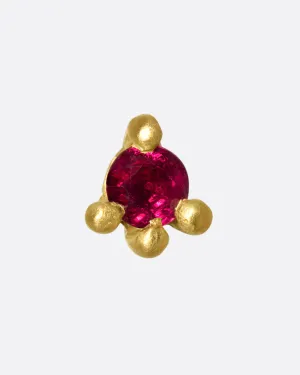 Ruby Teardrop Threadless Earring