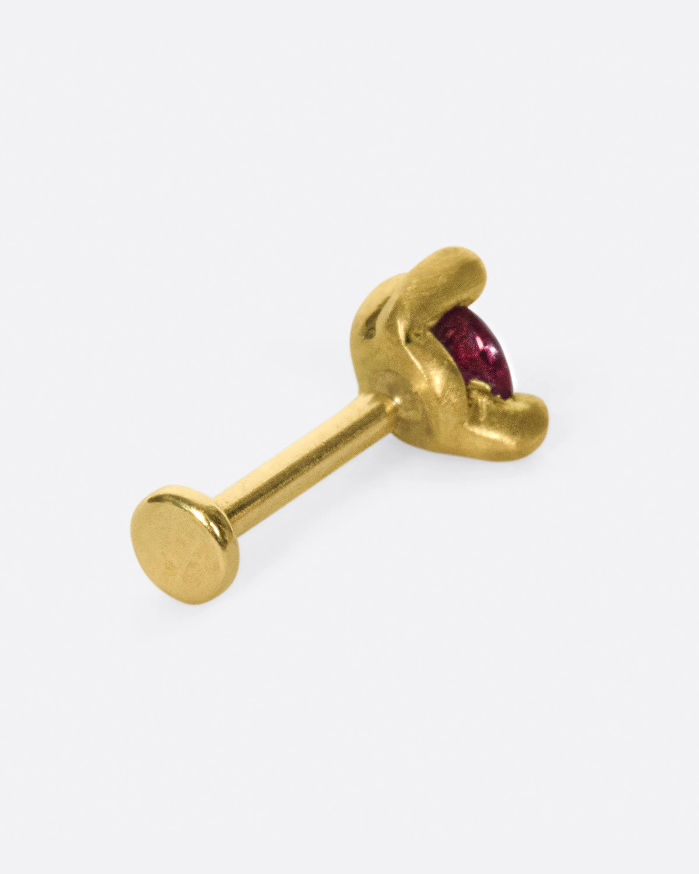 Ruby Teardrop Threadless Earring