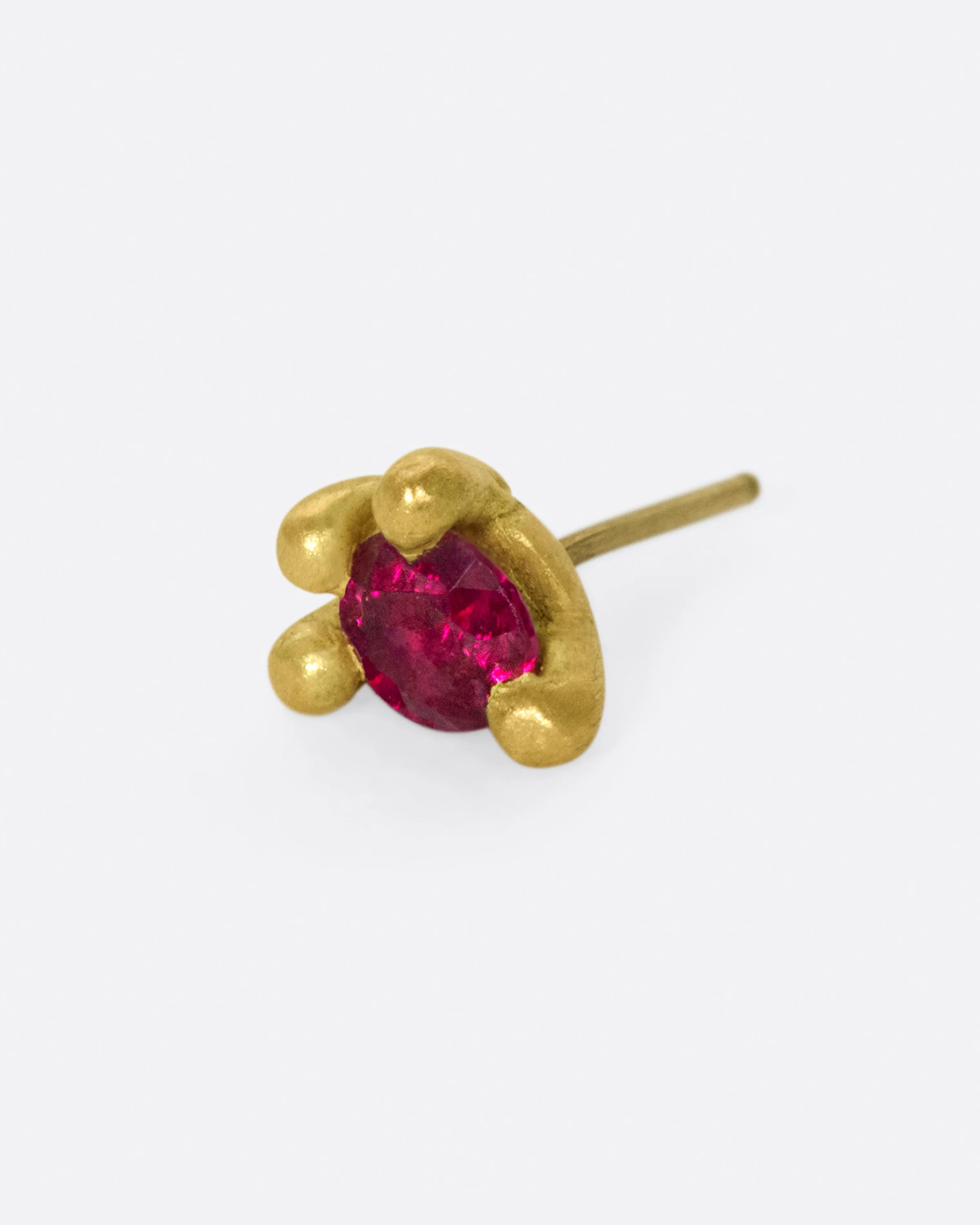 Ruby Teardrop Threadless Earring
