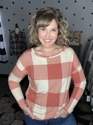 Rust & Taupe Checkered Top