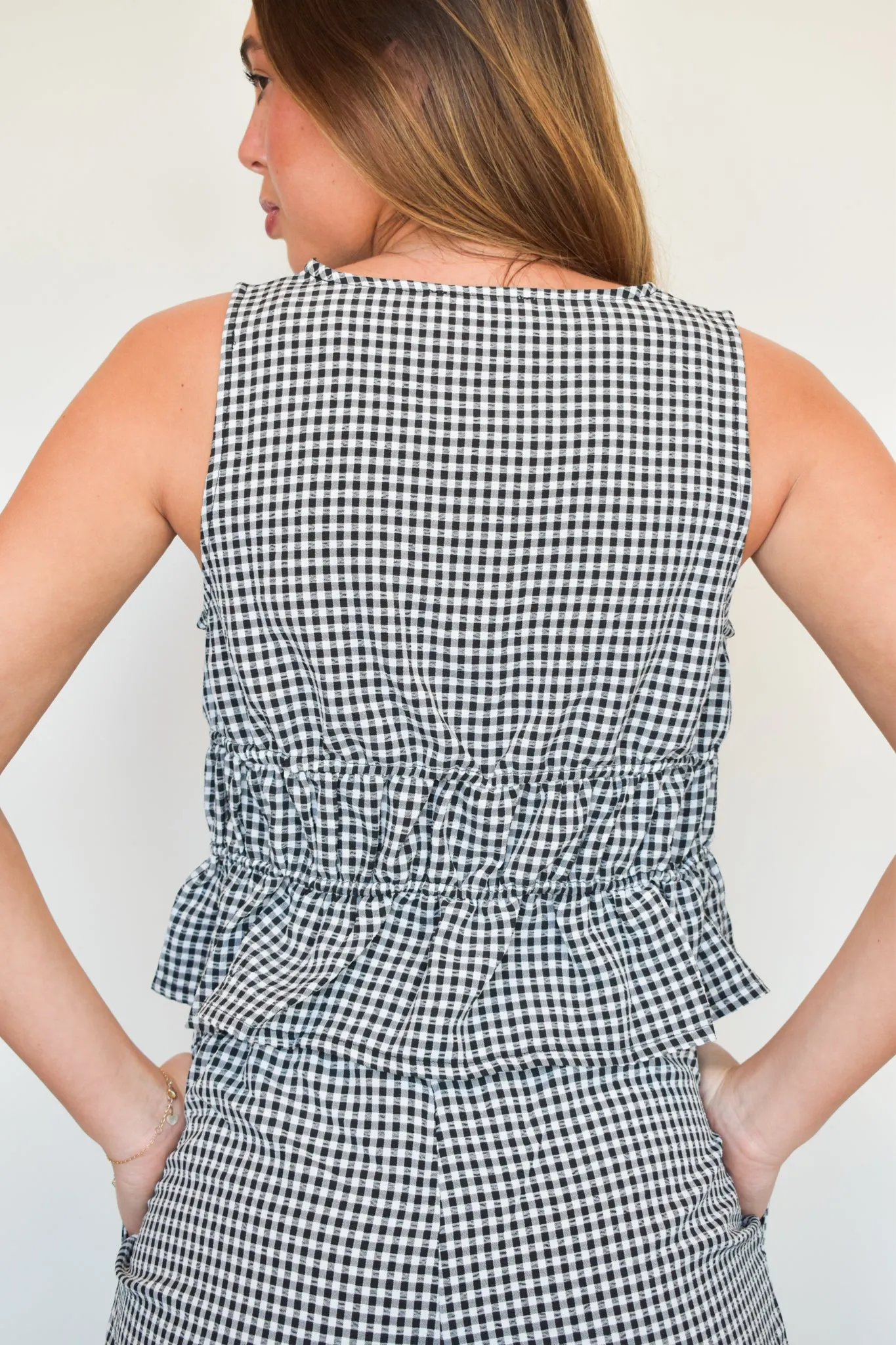 Sabrina Gingham Ruched Tank