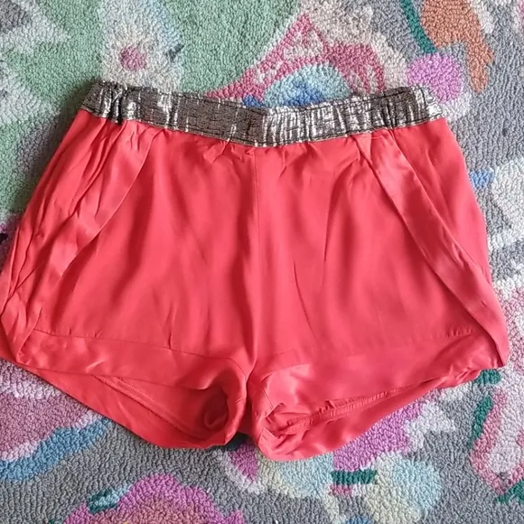 Sandro red silky shorts