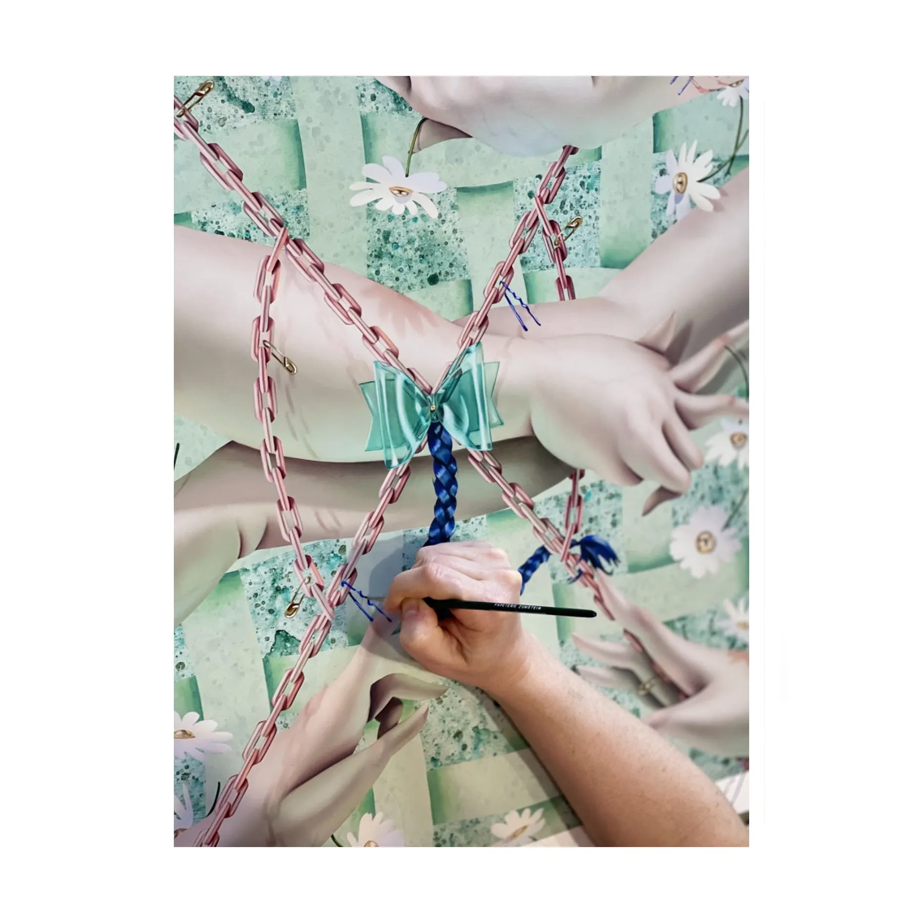 Sarah Slappey, Daisy Chain, 2022; Limited Edition Print, Framed in White Wood