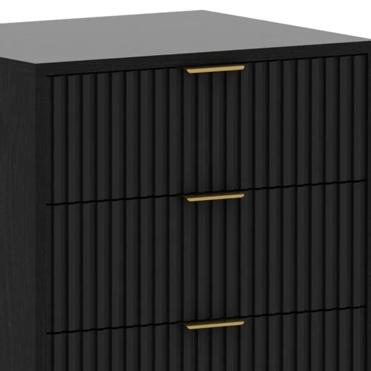 SARANTINO EVELYN BEDSIDE TABLE WITH 3 DRAWERS - BLACK