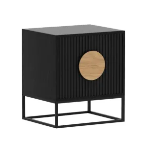 SARANTINO SILVIA BEDSIDE TABLE WITH 2 DRAWERS - BLACK