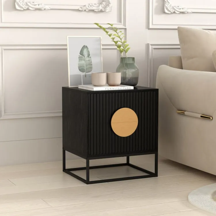 SARANTINO SILVIA BEDSIDE TABLE WITH 2 DRAWERS - BLACK