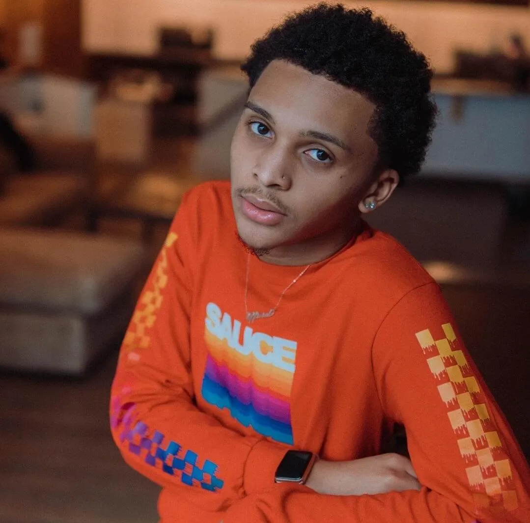 Sauce Color Stack | Orange Long Sleeve Tee (Color Stack Checkered Drippin Sleeves)