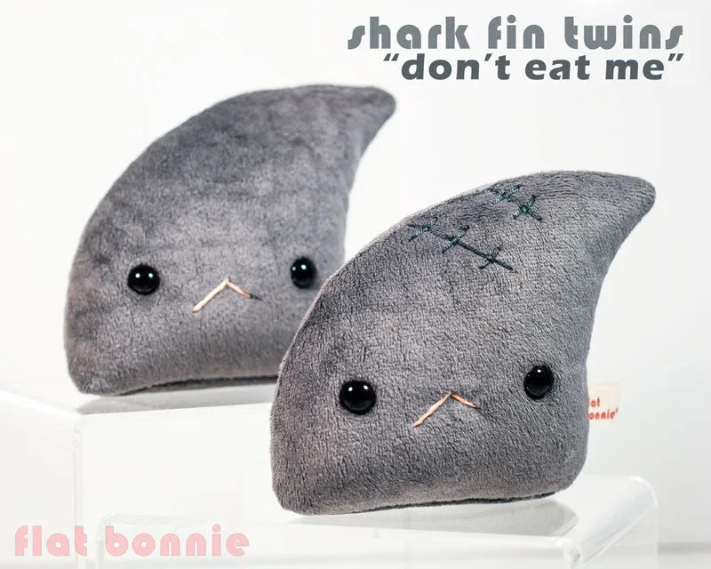 Shark Fin plush (small) - Don't eat me - 2 options - with or without scar
