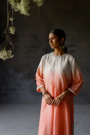 Shikha Mehta Presley Koral Angahi Tunic Set Chanderi Silk Koral Paak Ss24-Smca08