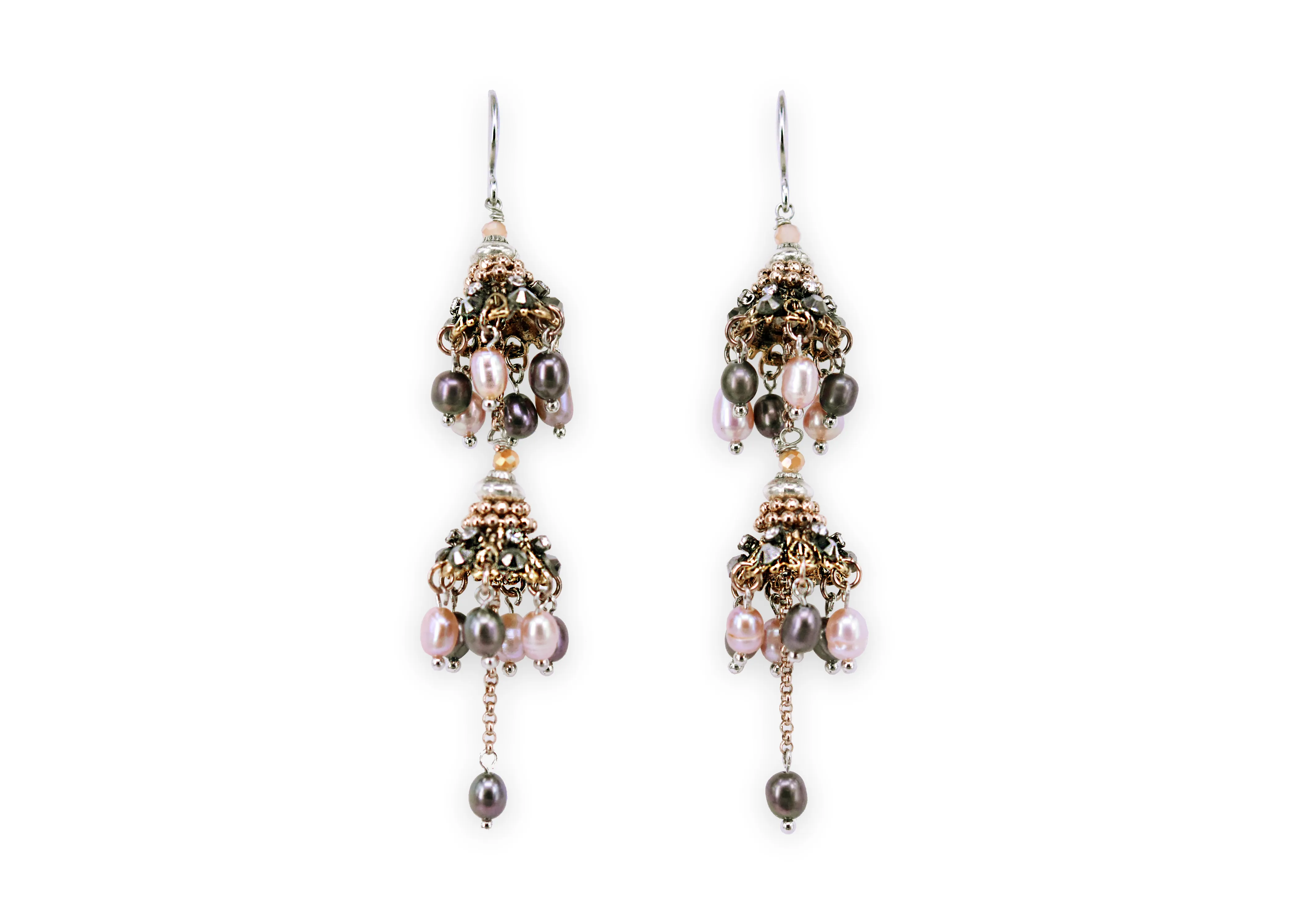 Shiny crystal and pearl drops