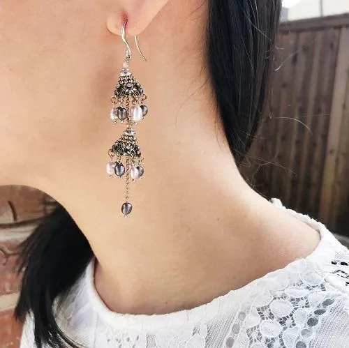 Shiny crystal and pearl drops