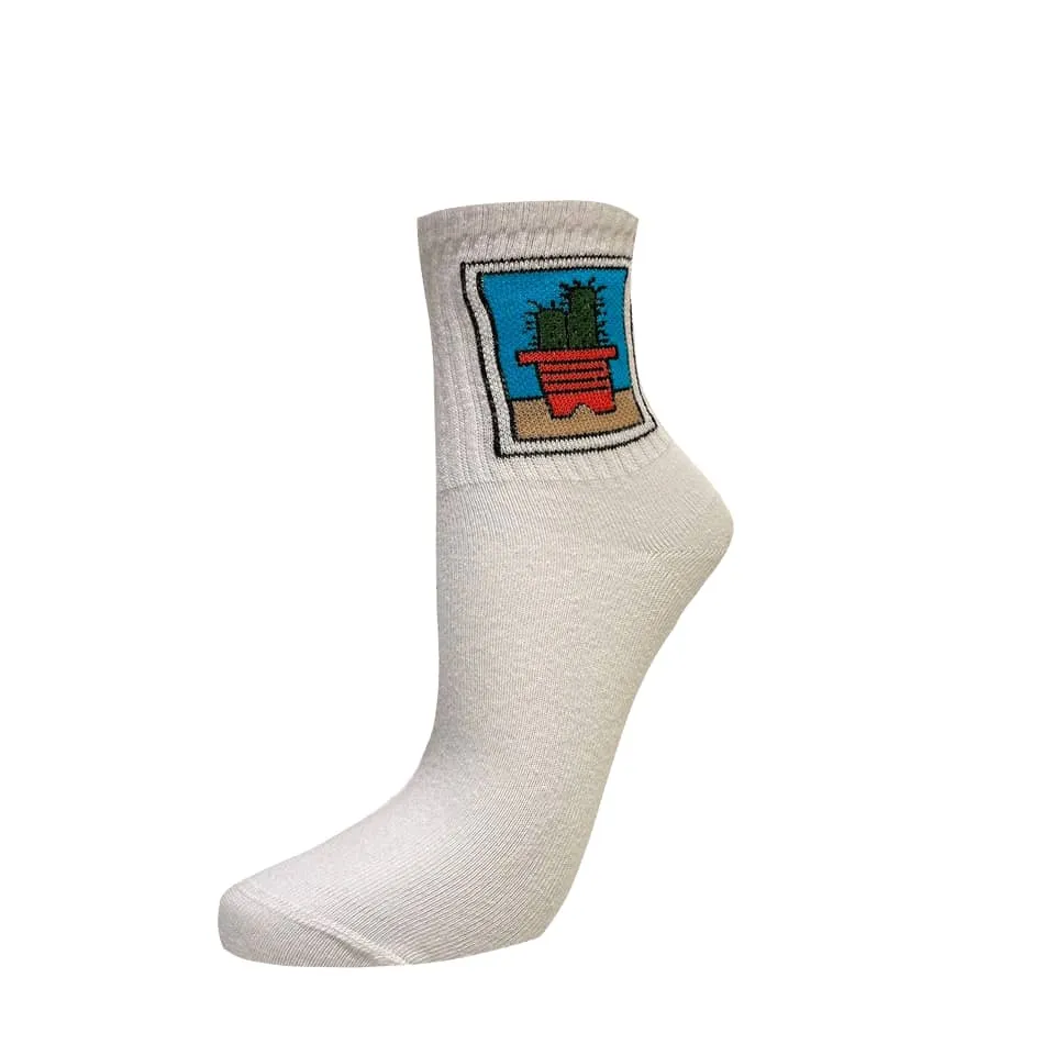 Short crew patterned funky socks