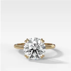 Signature Cathedral Solitaire Engagement Ring With Round Cut Diamond