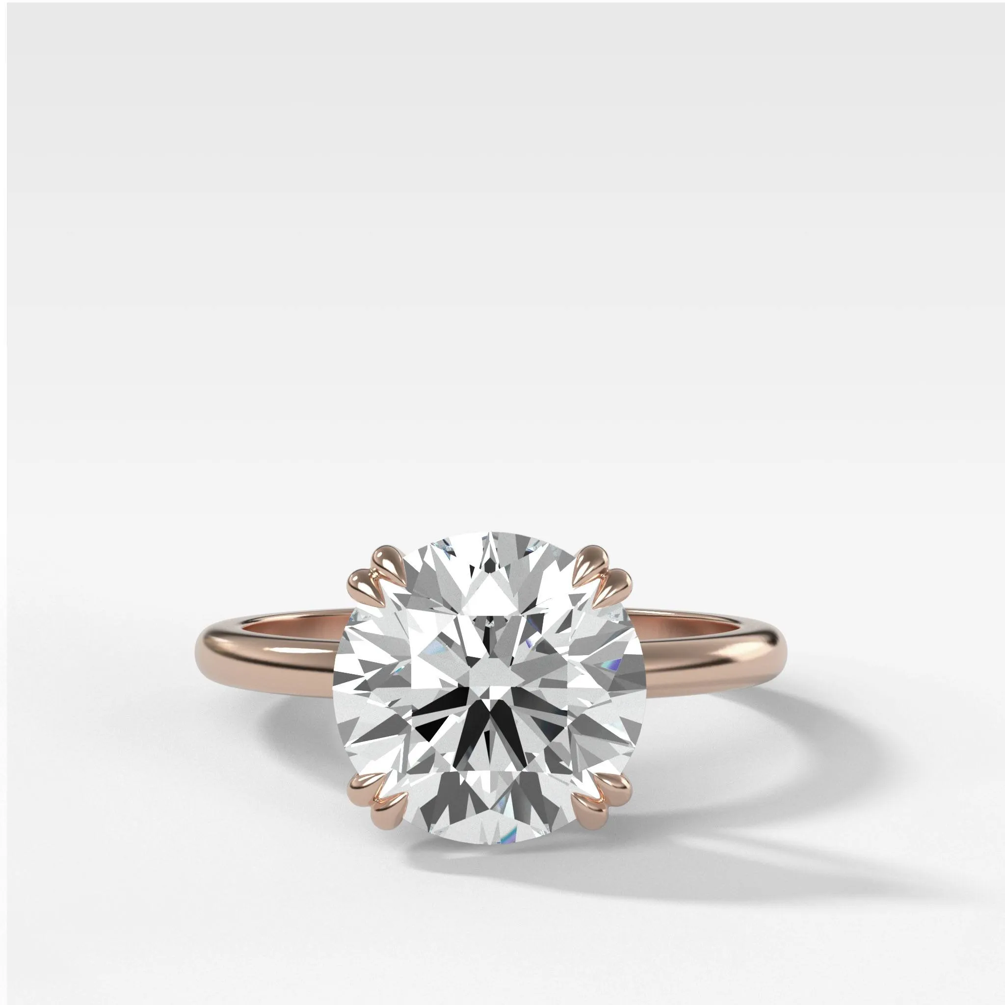 Signature Cathedral Solitaire Engagement Ring With Round Cut Diamond