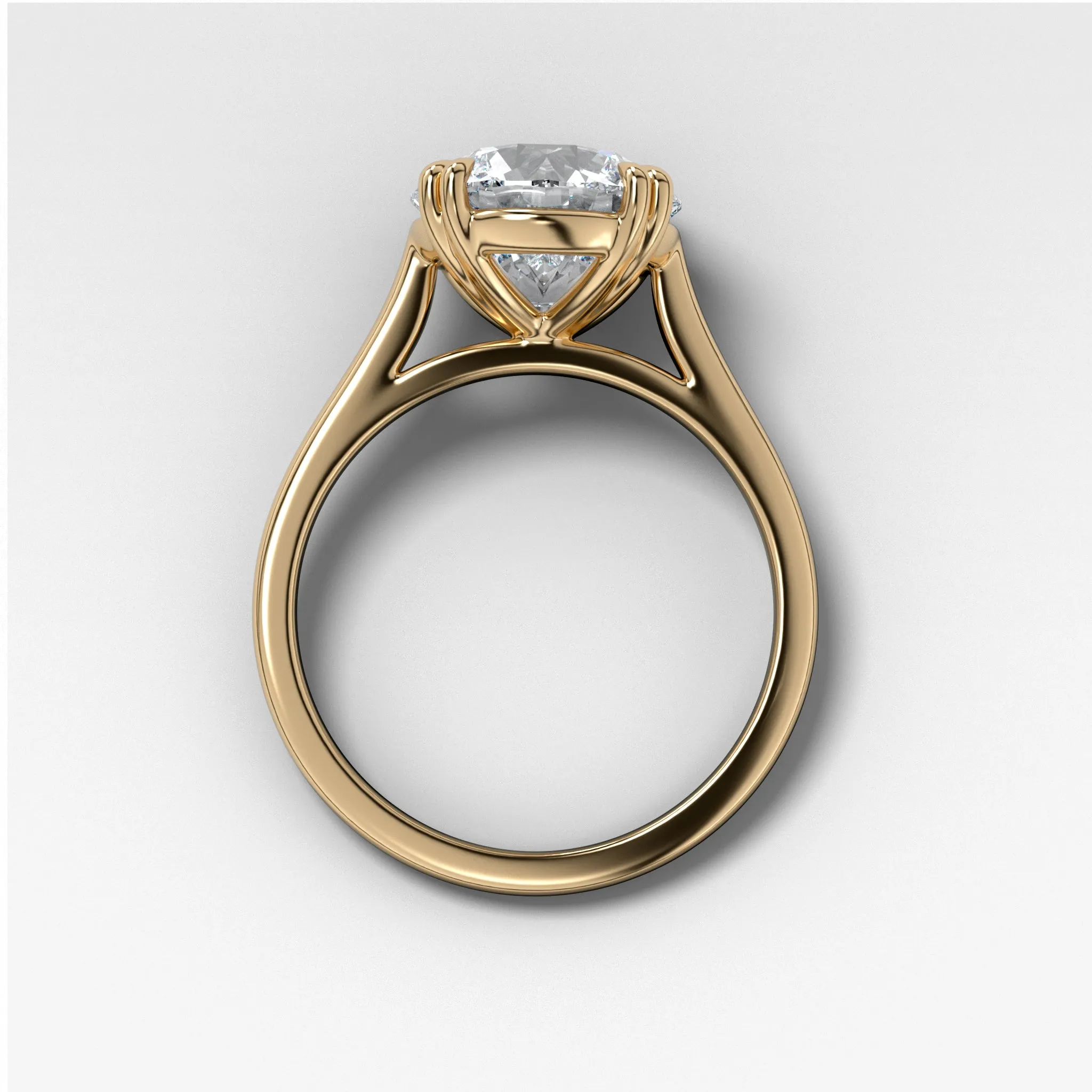 Signature Cathedral Solitaire Engagement Ring With Round Cut Diamond