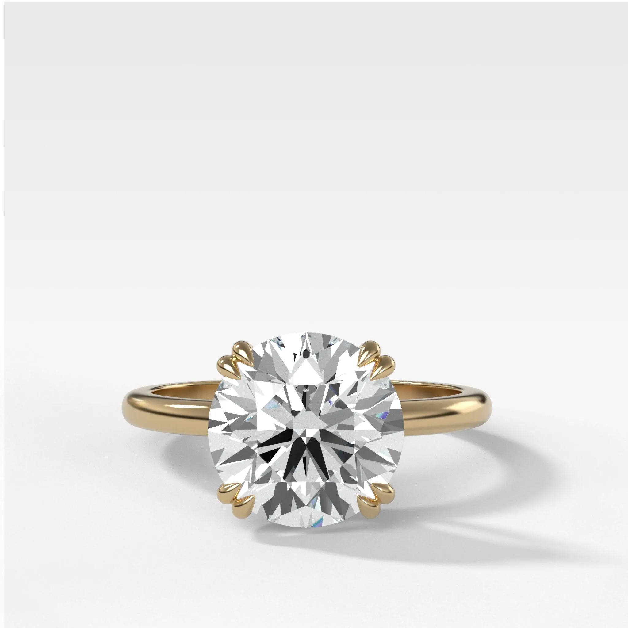 Signature Cathedral Solitaire Engagement Ring With Round Cut Diamond