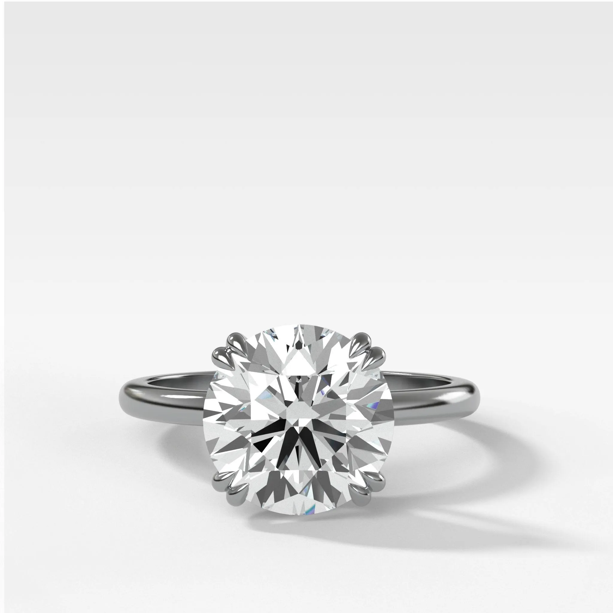 Signature Cathedral Solitaire Engagement Ring With Round Cut Diamond