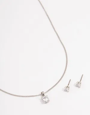 Silver Earrings & Necklace Gift Box