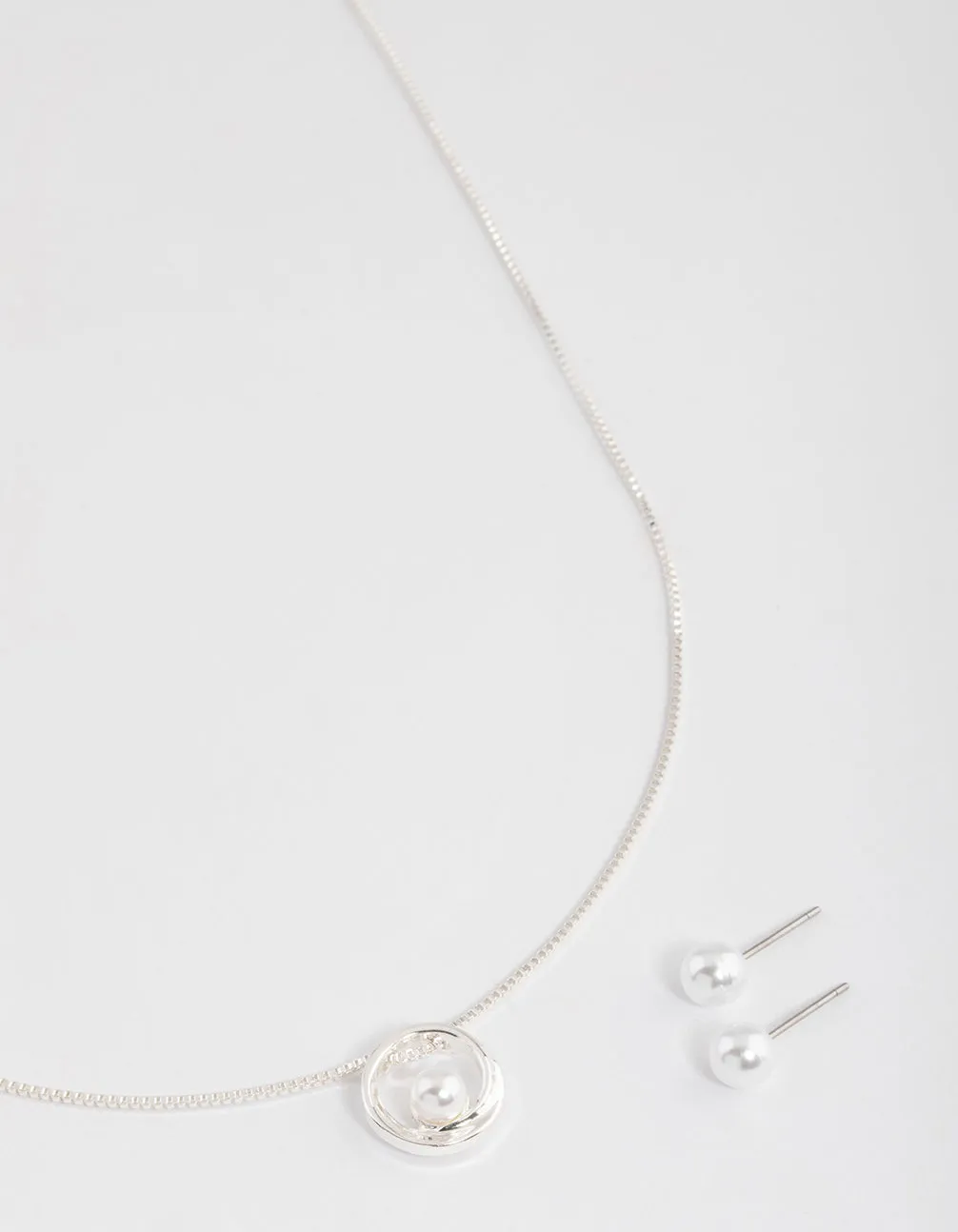 Silver Pearl Open Circle Jewellery Set
