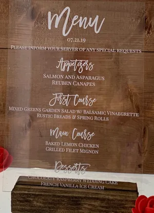 SIMPLE ACRYLIC MENU 5"X7"
