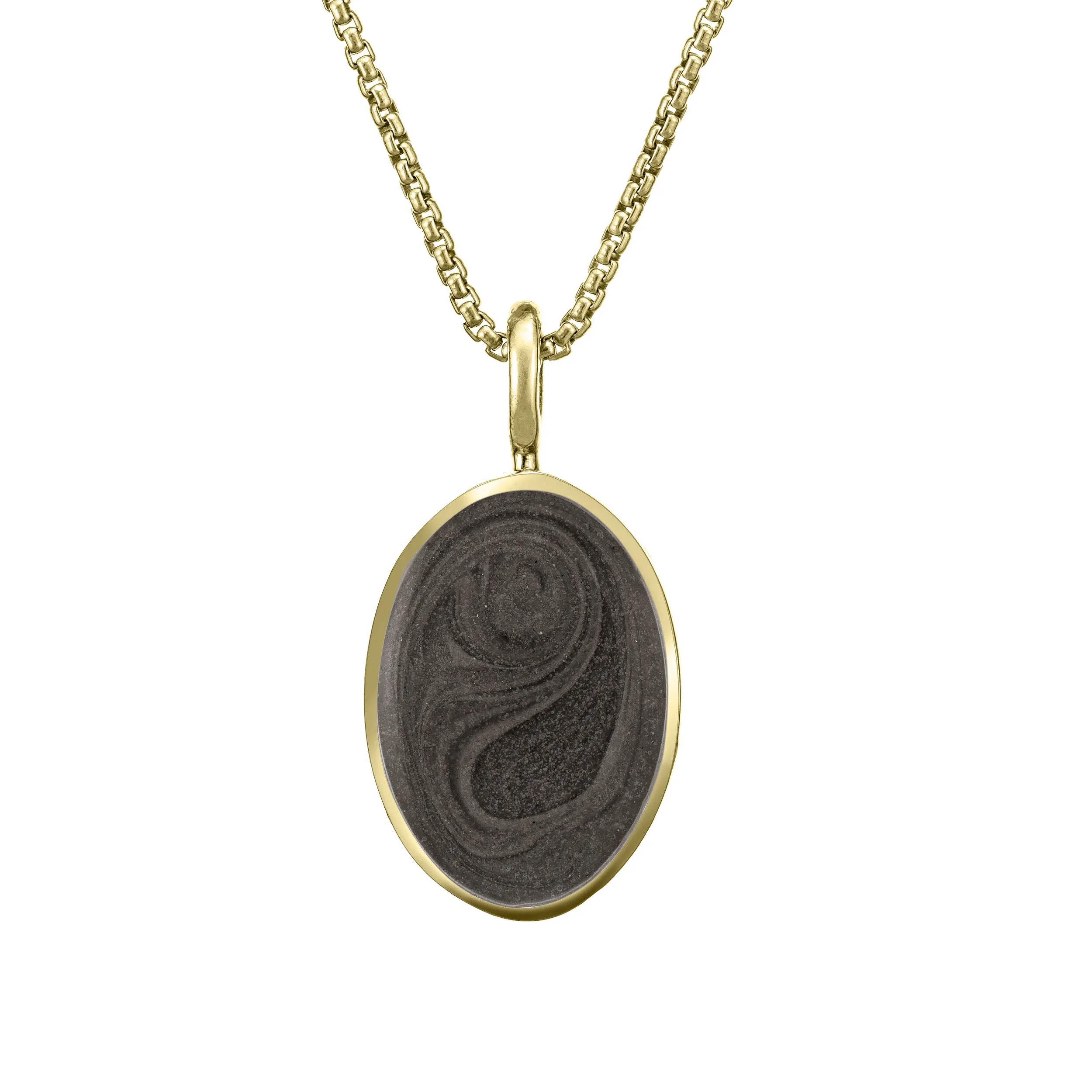Simple Bail Oval Cremation Necklace in 14K Yellow Gold
