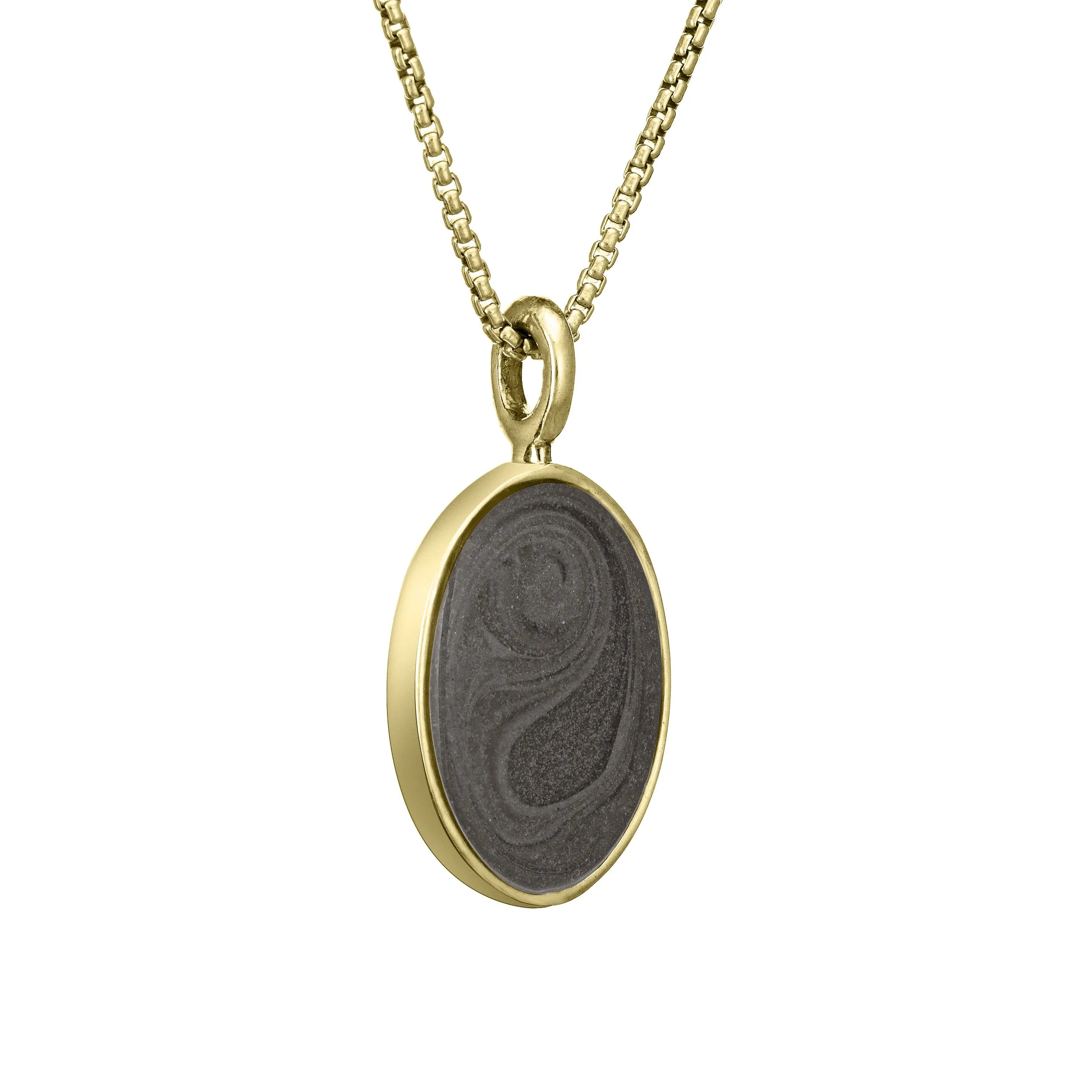 Simple Bail Oval Cremation Necklace in 14K Yellow Gold