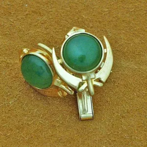 Simple gemstone  khanda / adi shakti cufflinks