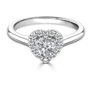 Simple Heart Natural Earth Mined Diamond Halo Ring